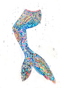 Blue Mosaic Mermaid Tail