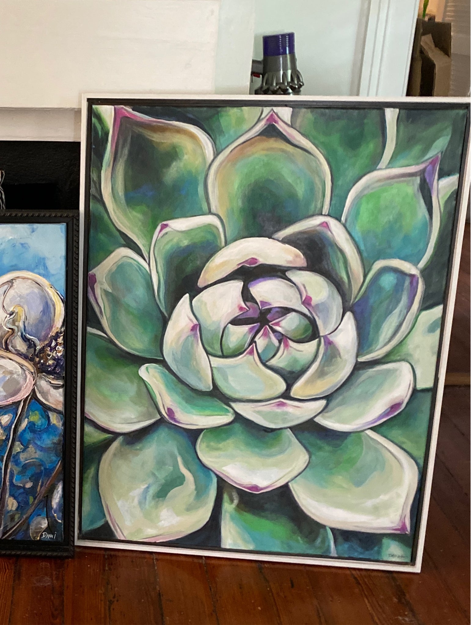 acrylic succulents 30 x 40 Original Framed Succulent (large acrylic on canvas). – DB Designs