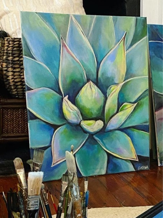 22 x 28 Original Succulent (acrylic on canvas) – DB Designs