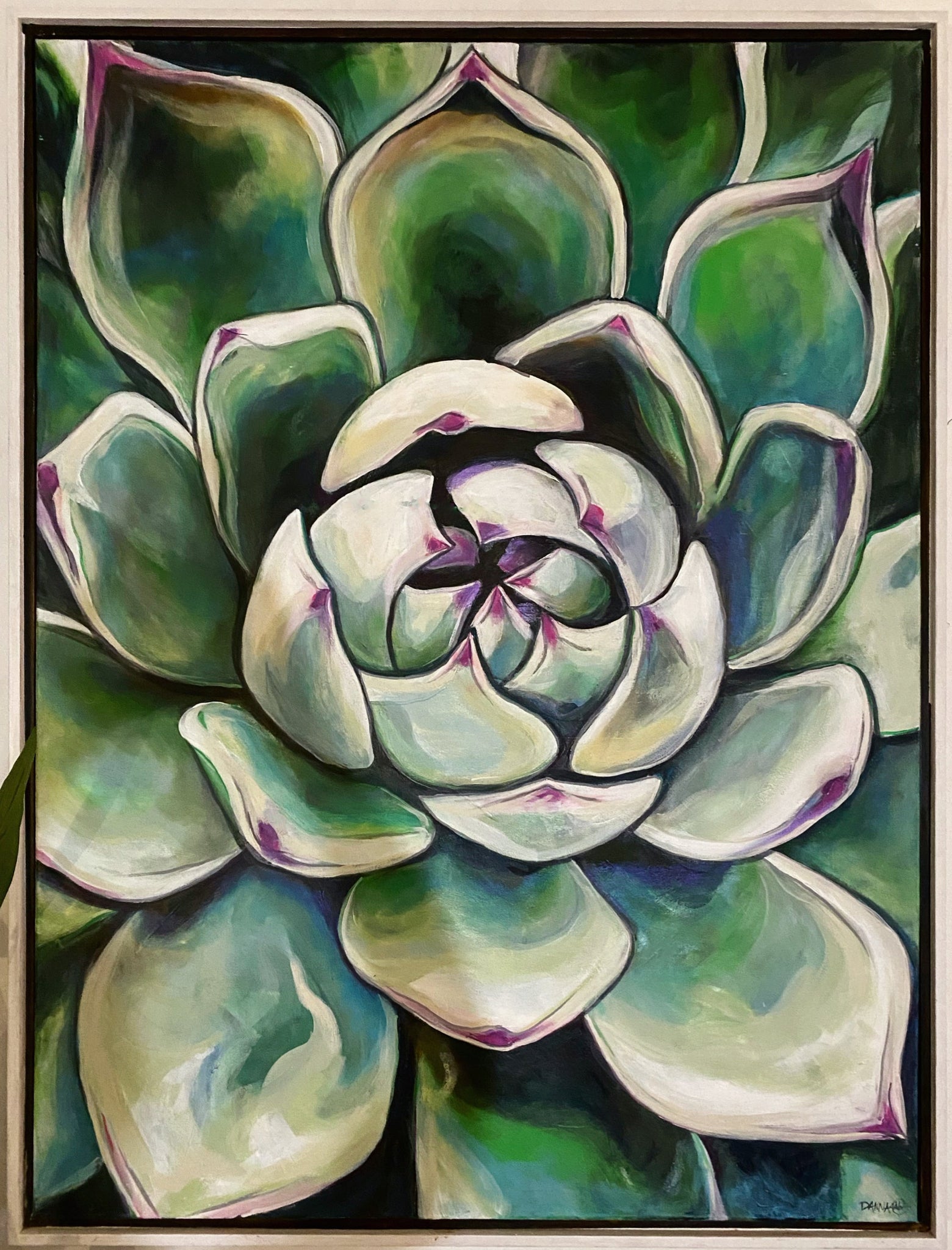 acrylic succulents 30 x 40 Original Framed Succulent (large acrylic on canvas). – DB Designs